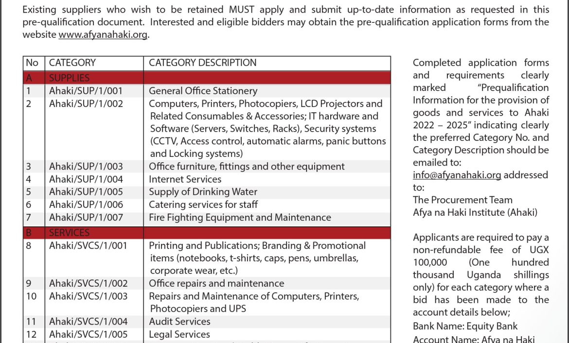 PREQUALIFICATION OF SUPPLIERS