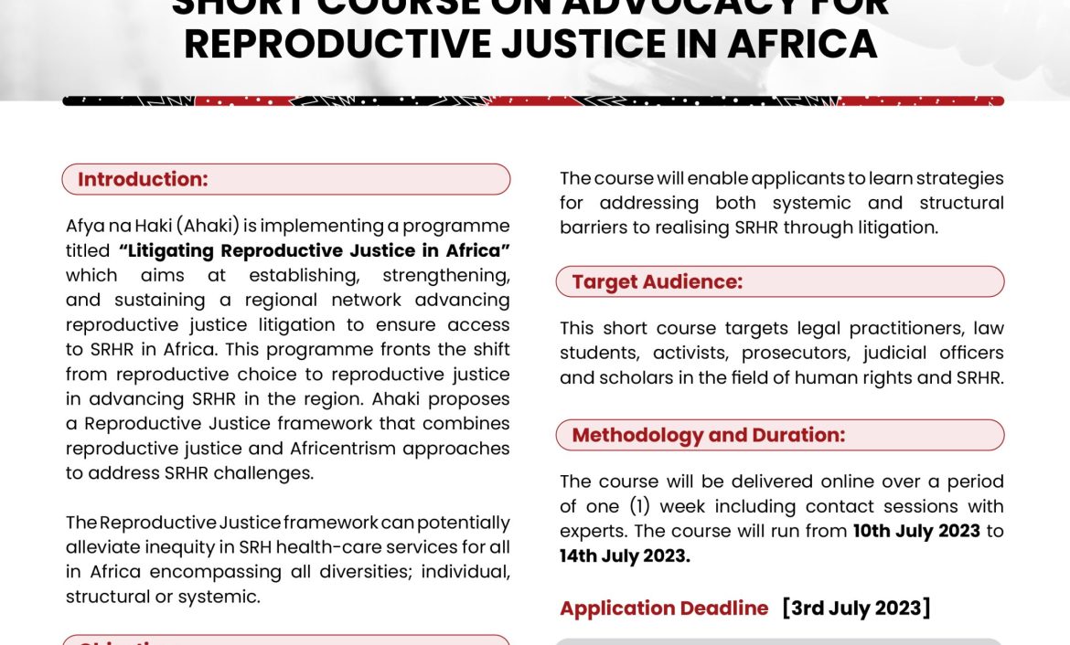 EDITED CALL FOR APPLICANTS SHORT COURSE ON REPRODUCTIVE JUSTICE IN AFRICA jPG