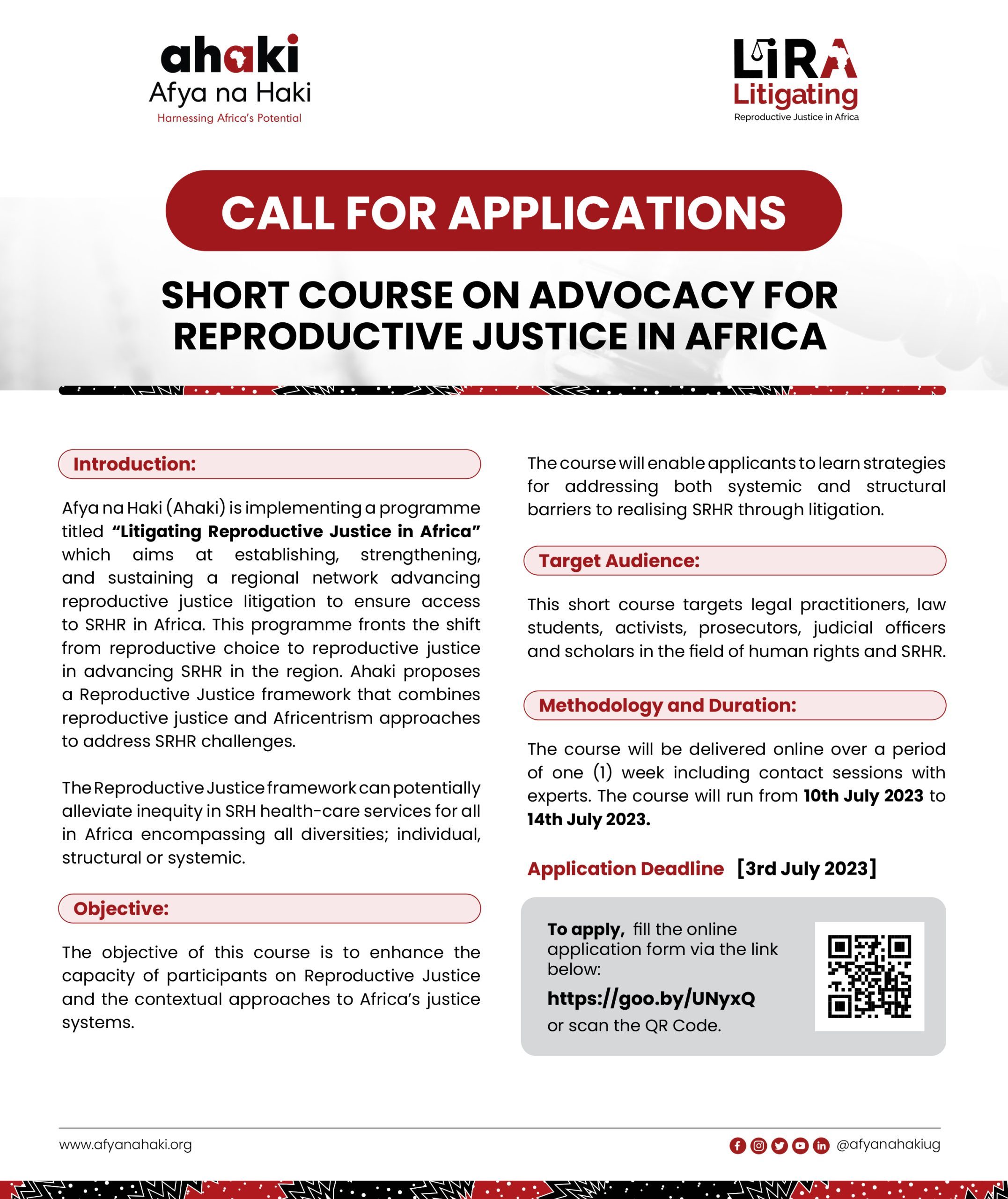 EDITED CALL FOR APPLICANTS SHORT COURSE ON REPRODUCTIVE JUSTICE IN AFRICA jPG