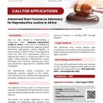 Call for Applications for the Advanced Short course on Advocacy for Reproductive Justice in Africa- Closed
