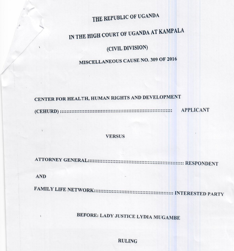 CEHURD V The Attorney General – Miscellaneous Cause No. 309 of 2016 – RULING