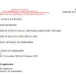Kawenda and another V Minister of Justice, Legal and Parliamentary affairs and 2 others – Case No HC 2617 of 2020