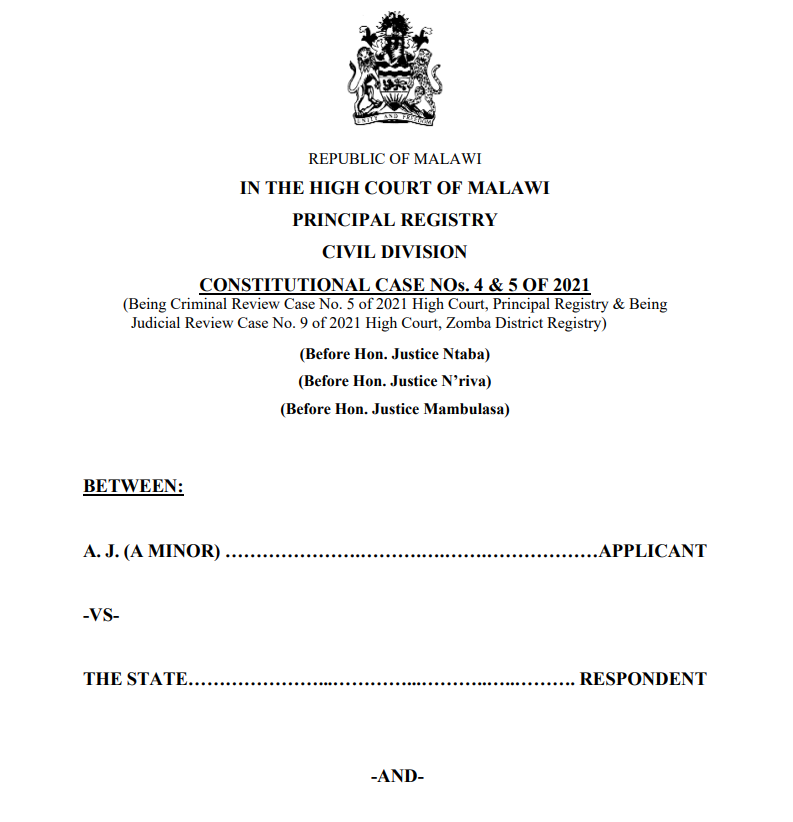 MALAWI CASE AJ Vs CONSTITUTIONAL CASE
