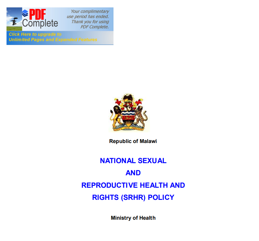 Malawi National Sexual & Reproductive Health and Rights (SRHR) Policy