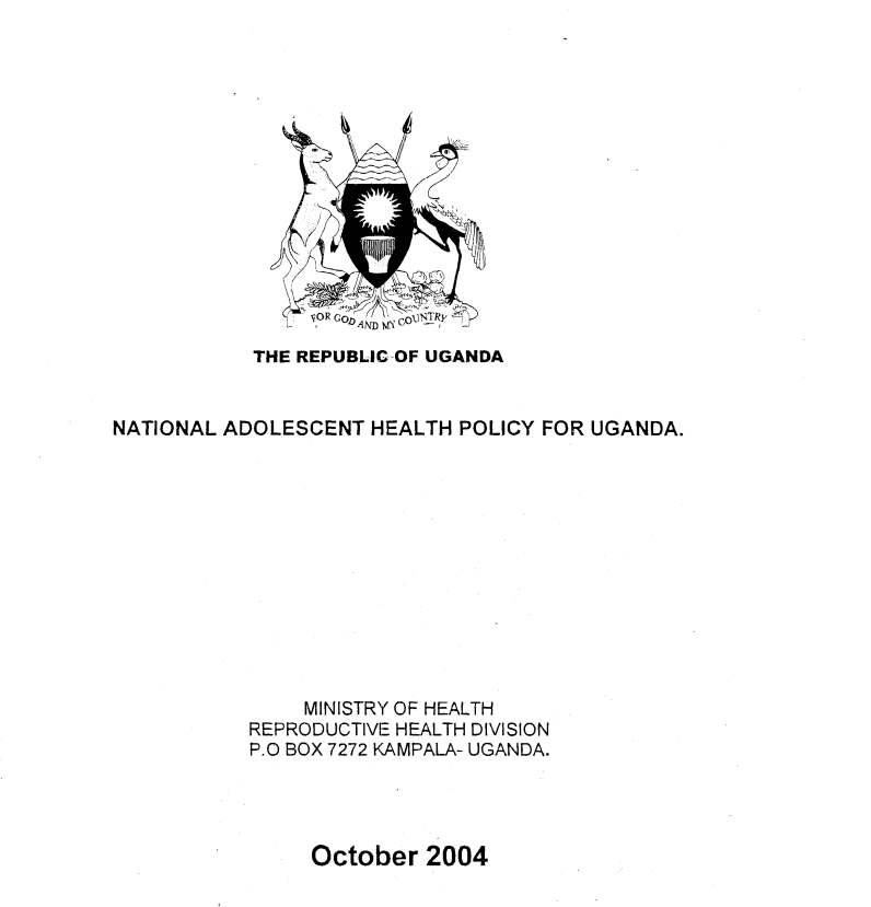 National Adolescent Health Policy for Uganda