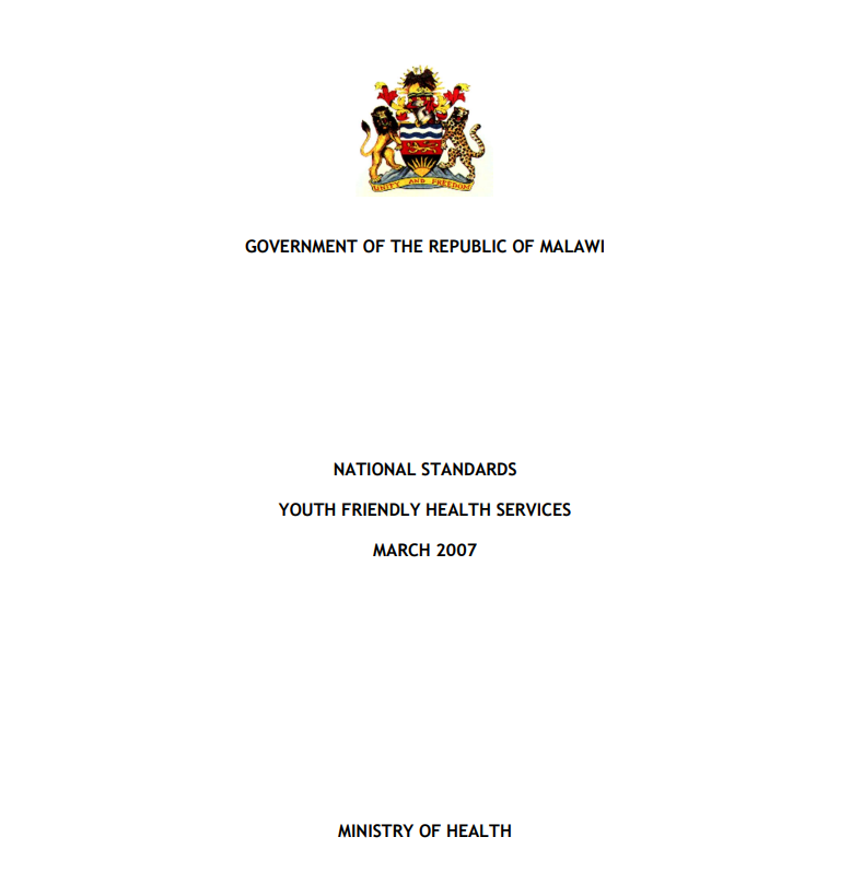 National Standards Youth Friendly Health Services