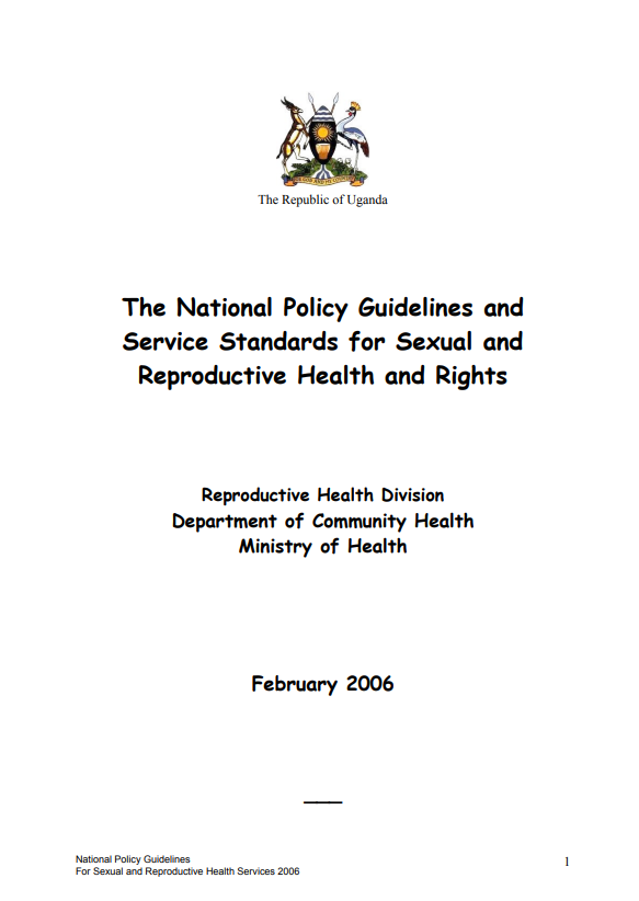 The National Policy Guidelines and Service Standards for Sexual and Reproductive Health and Rights