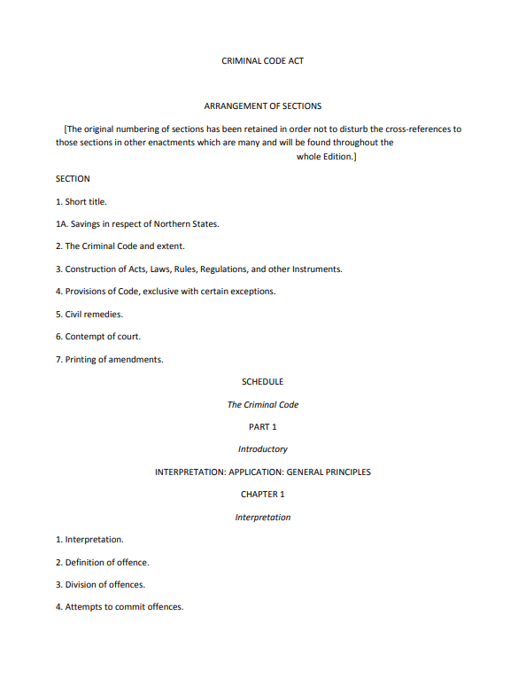 Criminal Code Act Nigeria