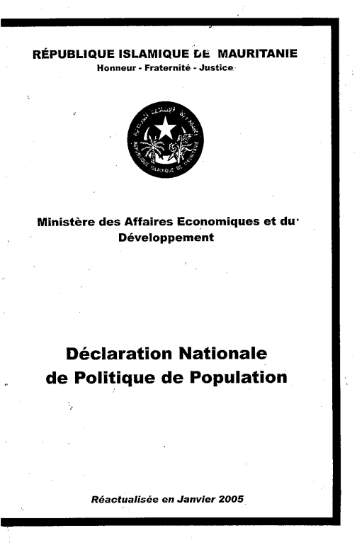 Déclaration Nationale de Politique de Population 2005