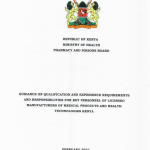 Guidance Qualification Experience Requirements Responsibilities Key Personnel Licensed Manufacturers Medical Products Health Technologies Kenya