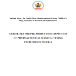 Guidelines for Pre-production Inspection of Pharmaceutical Manufacturing facilities in Nigeria