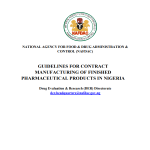 NAFDAC Guidelines for Contract Manufacturing of finished Pharmaceutical Products in Nigeria
